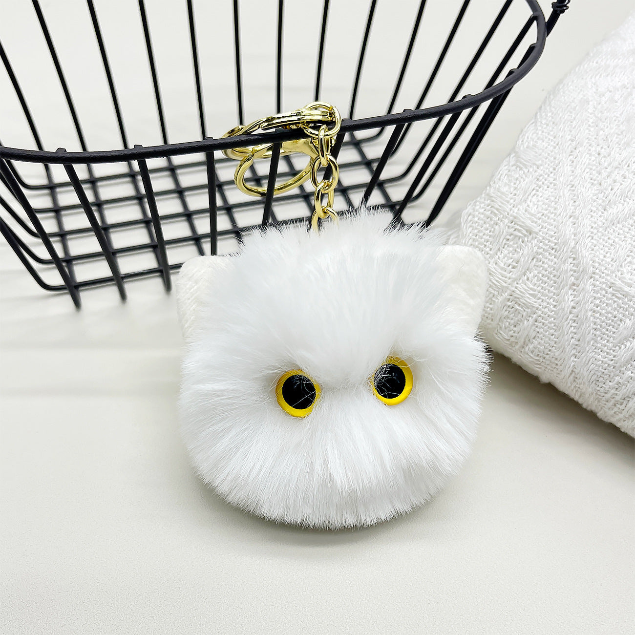 Wholesale Plush Cat Head Toys Keychains